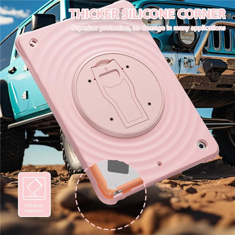 For iPad 10.2 (2021) / (2020) / (2019) Case Rotatable Kickstand PC+Silicone+TPU Tablet Cover