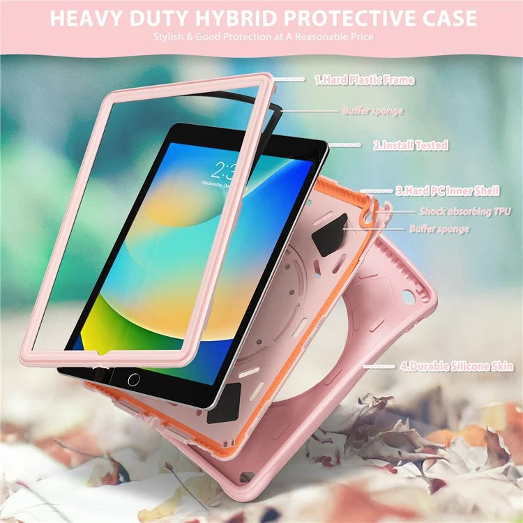 For iPad 10.2 (2021) / (2020) / (2019) Case Rotatable Kickstand PC+Silicone+TPU Tablet Cover