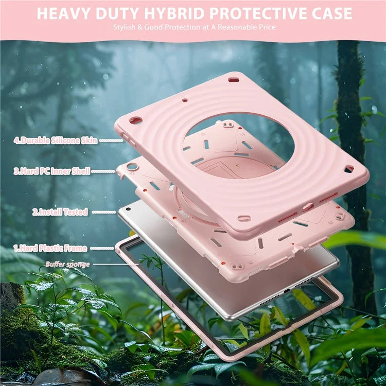 For iPad 10.2 (2021) / (2020) / (2019) Case Rotatable Kickstand PC+Silicone+TPU Tablet Cover