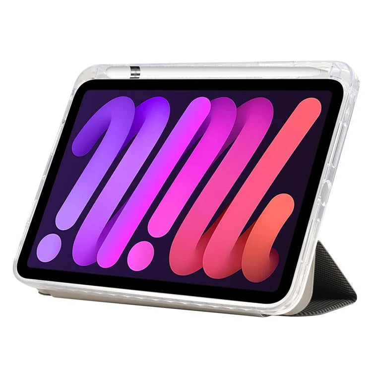 For iPad Air 11 (2024) Case Carbon Fiber Texture Leather Tri-Fold Stand Tablet Cover
