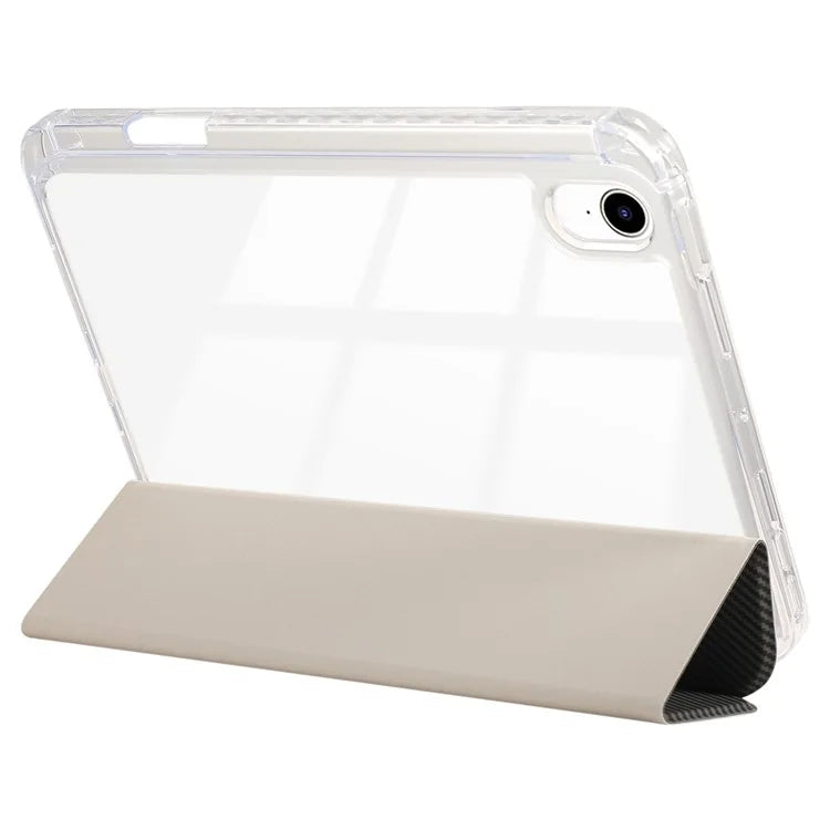 For iPad Air 11 (2024) Case Carbon Fiber Texture Leather Tri-Fold Stand Tablet Cover