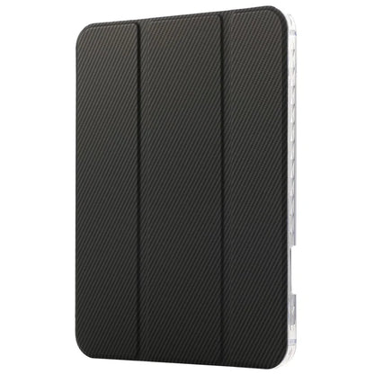 For iPad Air 11 (2024) Case Carbon Fiber Texture Leather Tri-Fold Stand Tablet Cover