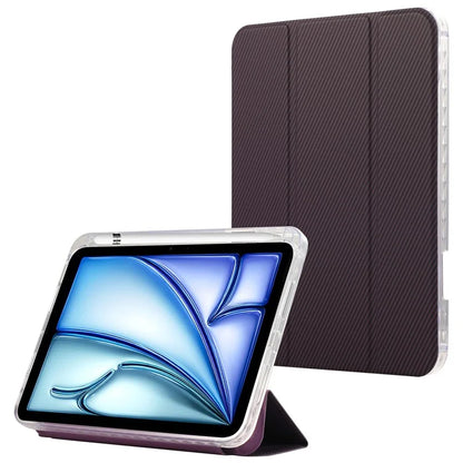 For iPad Air 11 (2024) Case Carbon Fiber Texture Leather Tri-Fold Stand Tablet Cover