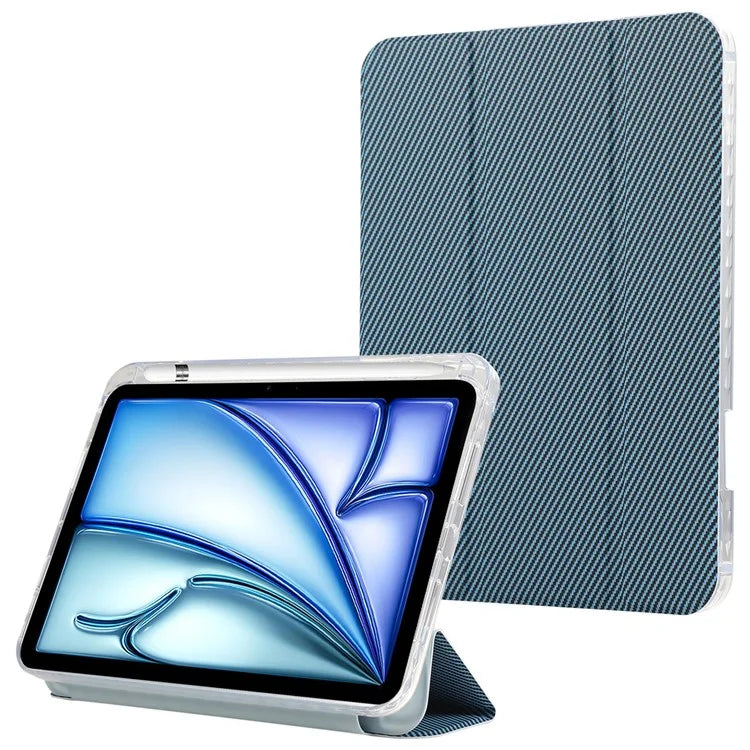For iPad Air 13 (2024) Case Smart Leather Tri-Fold Stand Tablet Cover Carbon Fiber Texture
