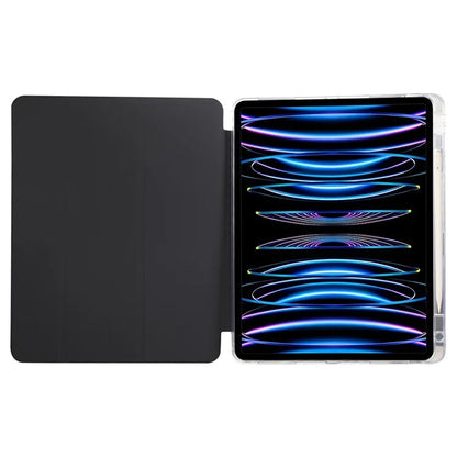 For iPad Pro 11 (2024) Case Tri-Fold Stand Leather Smart Tablet Cover Carbon Fiber Texture