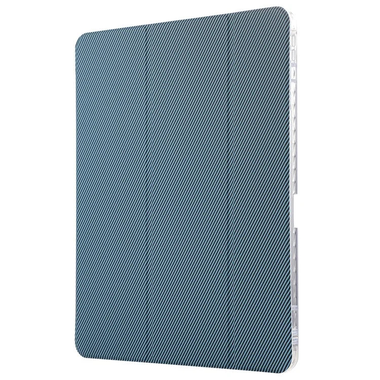 For iPad Pro 11 (2024) Case Tri-Fold Stand Leather Smart Tablet Cover Carbon Fiber Texture