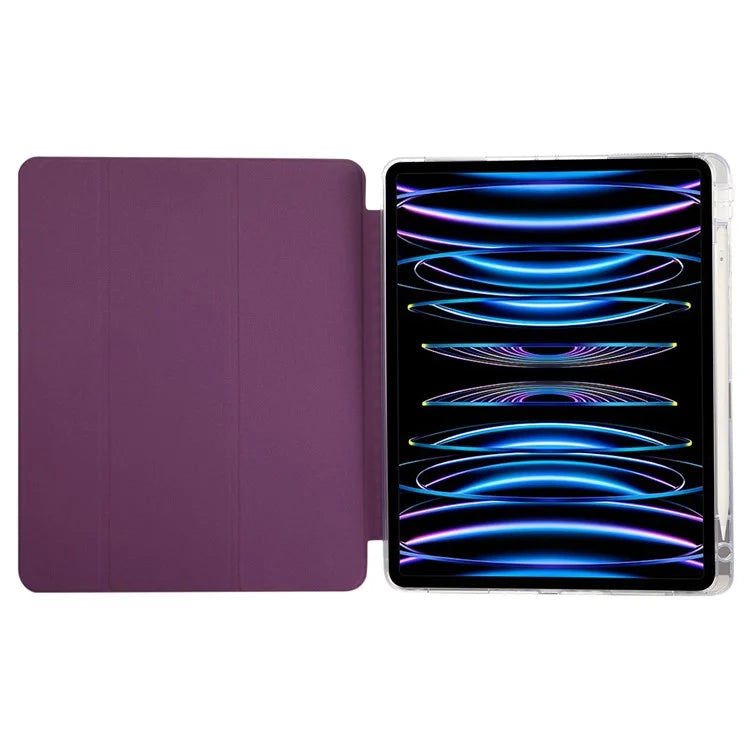 For iPad Pro 11 (2024) Case Tri-Fold Stand Leather Smart Tablet Cover Carbon Fiber Texture