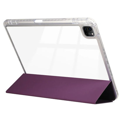 For iPad Pro 11 (2024) Case Tri-Fold Stand Leather Smart Tablet Cover Carbon Fiber Texture