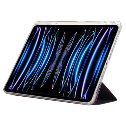 For iPad Pro 11 (2024) Case Tri-Fold Stand Leather Smart Tablet Cover Carbon Fiber Texture