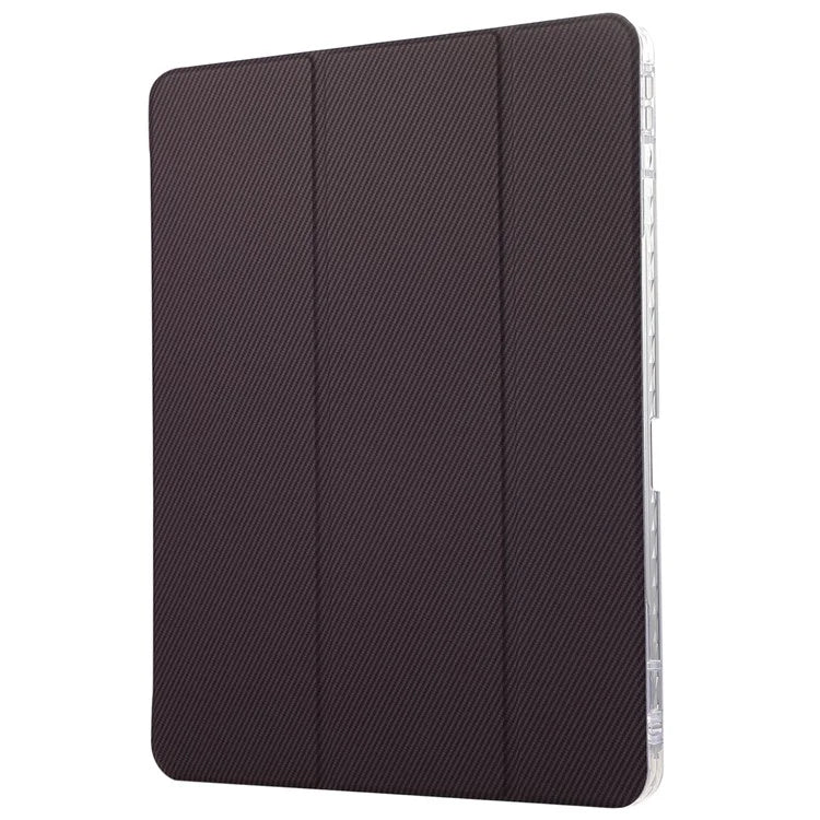 For iPad Pro 11 (2024) Case Tri-Fold Stand Leather Smart Tablet Cover Carbon Fiber Texture