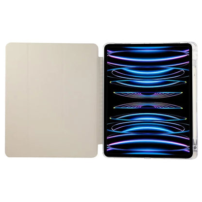 For iPad Pro 11 (2024) Case Tri-Fold Stand Leather Smart Tablet Cover Carbon Fiber Texture