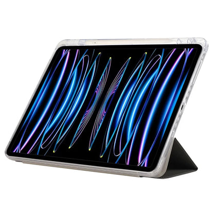 For iPad Pro 11 (2024) Case Tri-Fold Stand Leather Smart Tablet Cover Carbon Fiber Texture