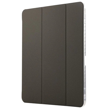 For iPad Pro 11 (2024) Case Tri-Fold Stand Leather Smart Tablet Cover Carbon Fiber Texture