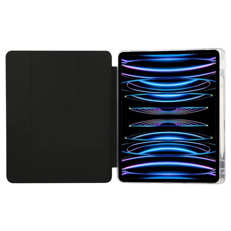 For iPad Pro 11 (2024) Case Tri-Fold Stand Leather Smart Tablet Cover Carbon Fiber Texture