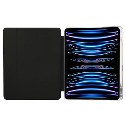 For iPad Pro 11 (2024) Case Tri-Fold Stand Leather Smart Tablet Cover Carbon Fiber Texture
