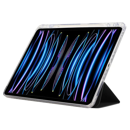 For iPad Pro 11 (2024) Case Tri-Fold Stand Leather Smart Tablet Cover Carbon Fiber Texture