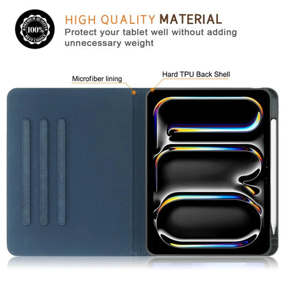 For iPad Pro 11 (2024) Case Stand PU Leather Smart Protective Cover with Pen Holder