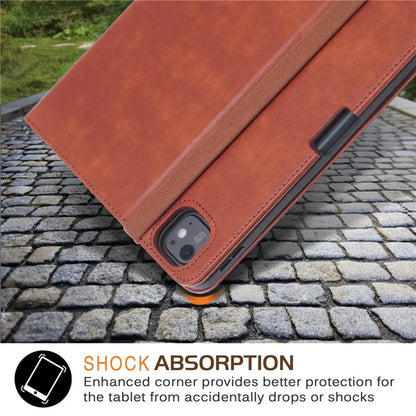For iPad Pro 11 (2024) Case Stand PU Leather Smart Protective Cover with Pen Holder