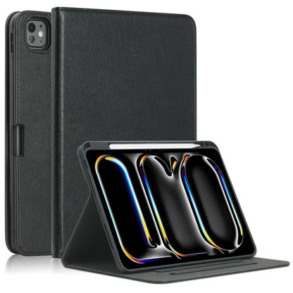 For iPad Pro 11 (2024) Case Stand PU Leather Smart Protective Cover with Pen Holder