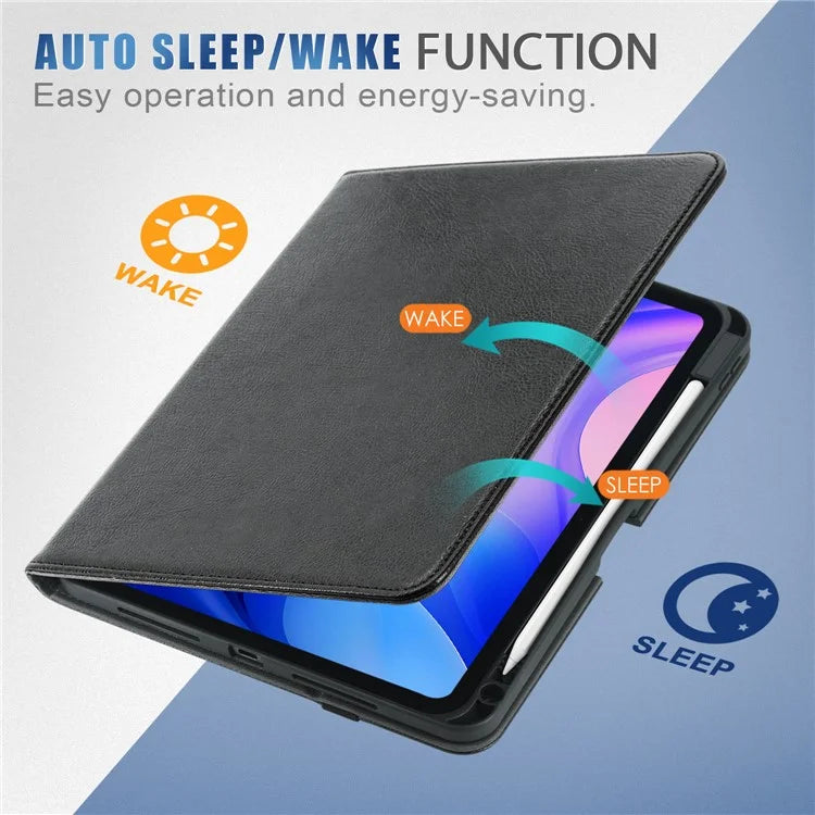 For iPad Pro 11 (2024) Case Stand PU Leather Smart Protective Cover with Pen Holder