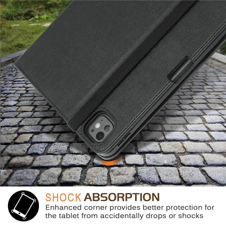 For iPad Pro 11 (2024) Case Stand PU Leather Smart Protective Cover with Pen Holder