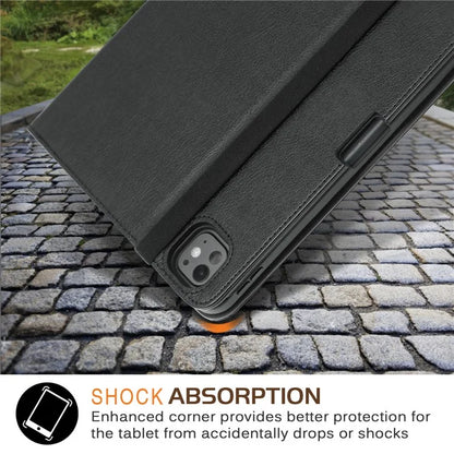 For iPad Pro 11 (2024) Case Stand PU Leather Smart Protective Cover with Pen Holder