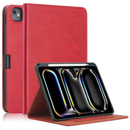 For iPad Pro 11 (2024) Case Stand PU Leather Smart Protective Cover with Pen Holder