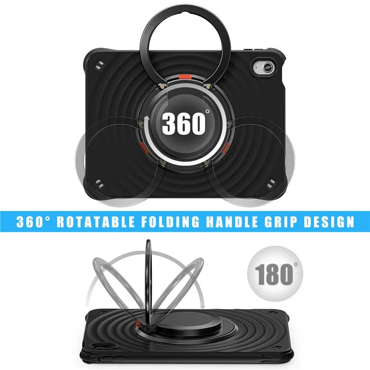 For iPad 10.9 (2022) Case PC+Silicone+TPU Tablet Cover with Rotating Grip Handle