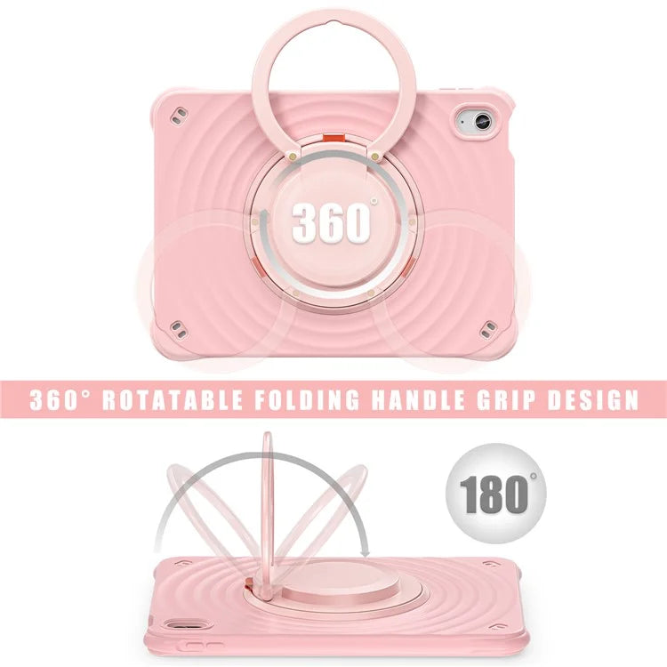 For iPad 10.9 (2022) Case PC+Silicone+TPU Tablet Cover with Rotating Grip Handle