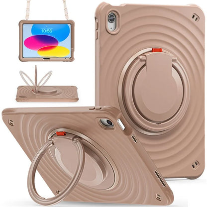 For iPad 10.9 (2022) Case Handle Kickstand PC+Silicone+TPU Tablet Cover with Shoulder Strap