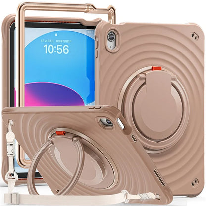 For iPad 10.9 (2022) Case Handle Kickstand PC+Silicone+TPU Tablet Cover with Shoulder Strap