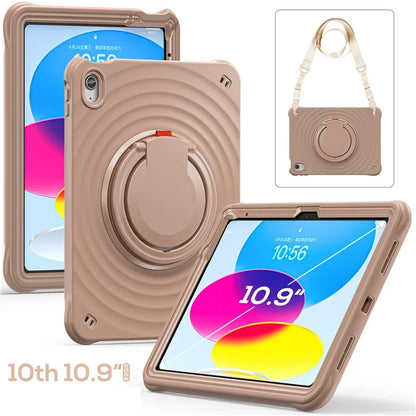 For iPad 10.9 (2022) Case Handle Kickstand PC+Silicone+TPU Tablet Cover with Shoulder Strap