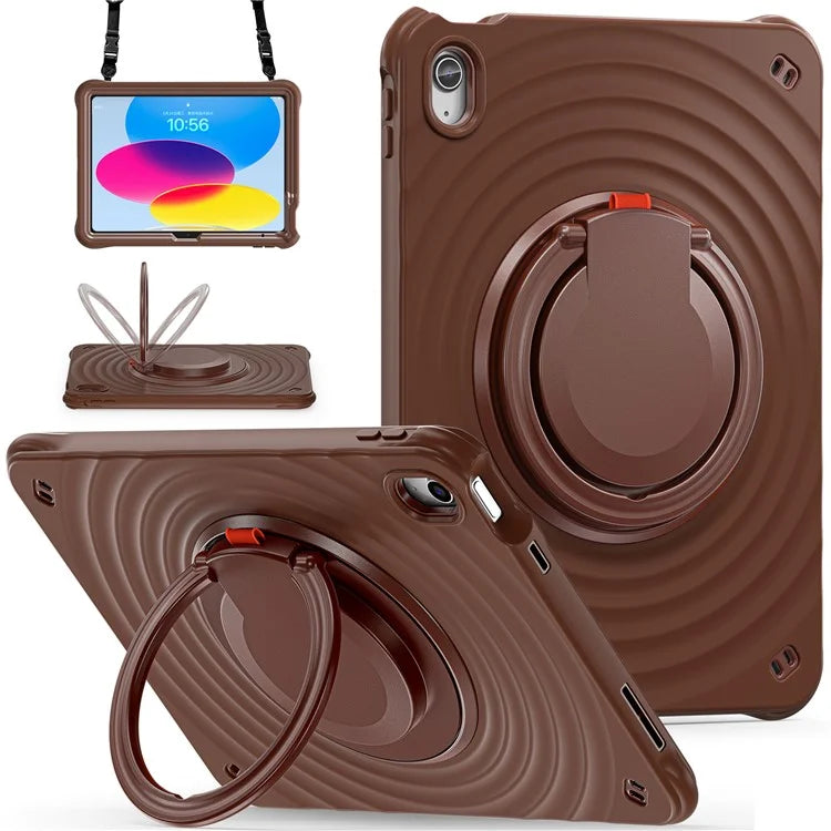 For iPad 10.9 (2022) Case Handle Kickstand PC+Silicone+TPU Tablet Cover with Shoulder Strap