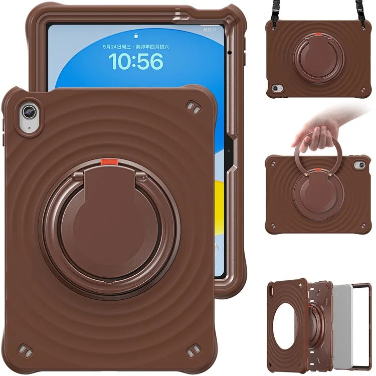 For iPad 10.9 (2022) Case Handle Kickstand PC+Silicone+TPU Tablet Cover with Shoulder Strap