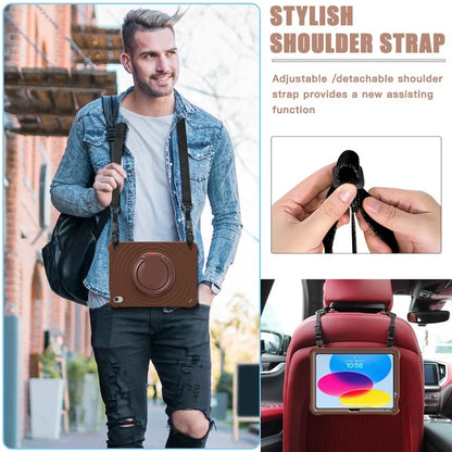 For iPad 10.9 (2022) Case Handle Kickstand PC+Silicone+TPU Tablet Cover with Shoulder Strap