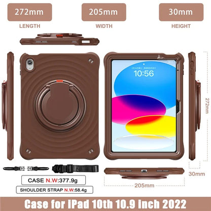 For iPad 10.9 (2022) Case Handle Kickstand PC+Silicone+TPU Tablet Cover with Shoulder Strap