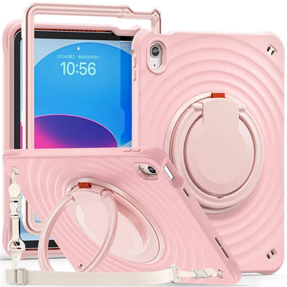 For iPad 10.9 (2022) Case Handle Kickstand PC+Silicone+TPU Tablet Cover with Shoulder Strap