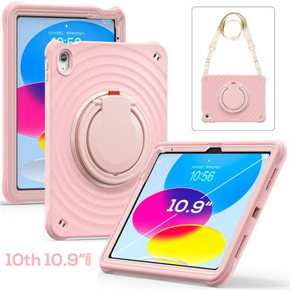 For iPad 10.9 (2022) Case Handle Kickstand PC+Silicone+TPU Tablet Cover with Shoulder Strap