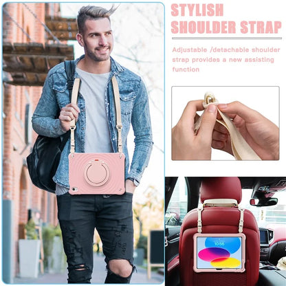 For iPad 10.9 (2022) Case Handle Kickstand PC+Silicone+TPU Tablet Cover with Shoulder Strap