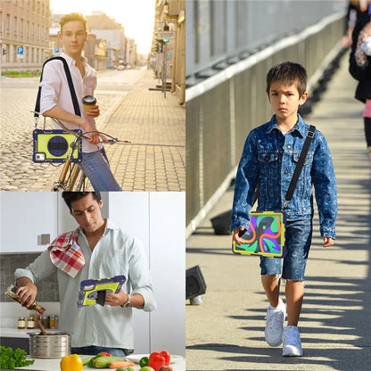 For Lenovo Tab M11 / Xiaoxin Pad 11 2024 Case Silicone+PC Kickstand Tablet Cover with Shoulder Strap