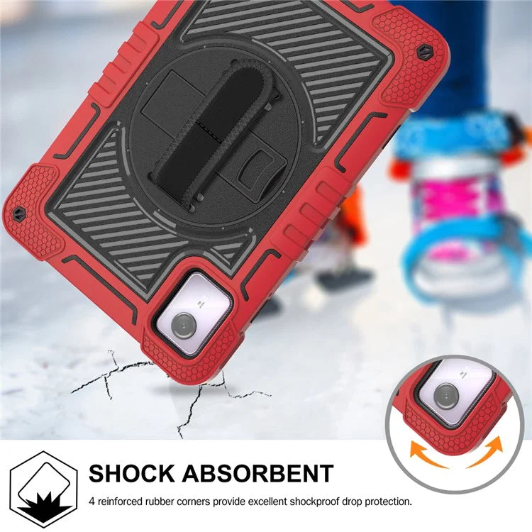 For Lenovo Tab M11 / Xiaoxin Pad 11 2024 Case Silicone+PC Kickstand Tablet Cover with Shoulder Strap