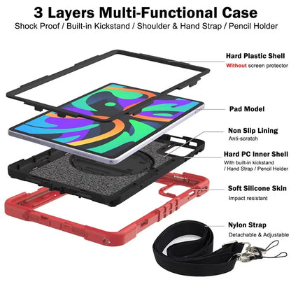 For Lenovo Tab M11 / Xiaoxin Pad 11 2024 Case Silicone+PC Kickstand Tablet Cover with Shoulder Strap