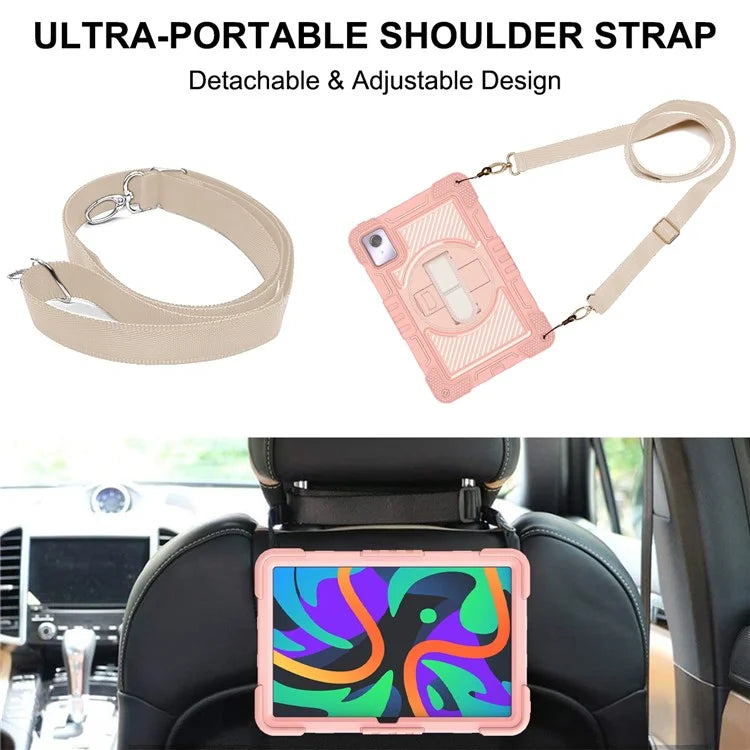 For Lenovo Tab M11 / Xiaoxin Pad 11 2024 Case Silicone+PC Kickstand Tablet Cover with Shoulder Strap