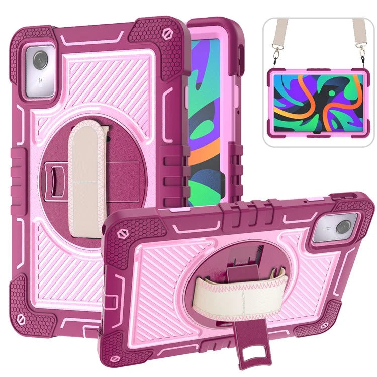 For Lenovo Tab M11 / Xiaoxin Pad 11 2024 Case Silicone+PC Kickstand Tablet Cover with Shoulder Strap