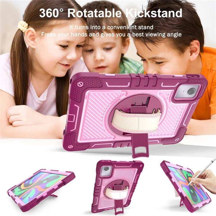 For Lenovo Tab M11 / Xiaoxin Pad 11 2024 Case Silicone+PC Kickstand Tablet Cover with Shoulder Strap