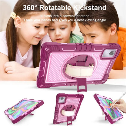 For Lenovo Tab M11 / Xiaoxin Pad 11 2024 Case Silicone+PC Kickstand Tablet Cover with Shoulder Strap