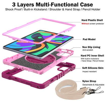 For Lenovo Tab M11 / Xiaoxin Pad 11 2024 Case Silicone+PC Kickstand Tablet Cover with Shoulder Strap