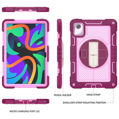 For Lenovo Tab M11 / Xiaoxin Pad 11 2024 Case Silicone+PC Kickstand Tablet Cover with Shoulder Strap