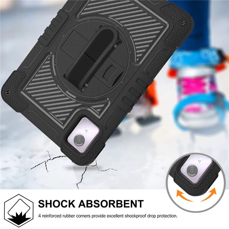 For Lenovo Tab M11 / Xiaoxin Pad 11 2024 Case Silicone+PC Kickstand Tablet Cover with Shoulder Strap