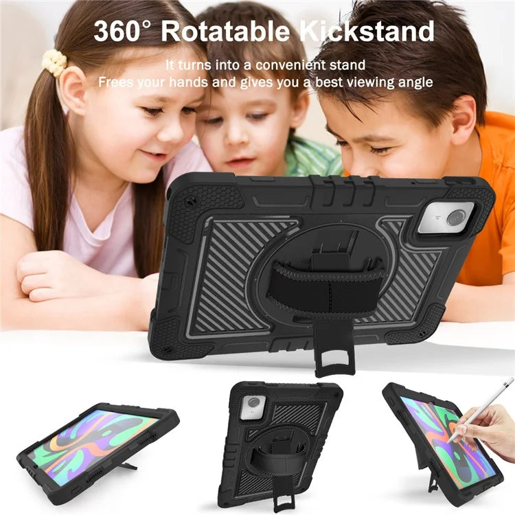 For Lenovo Tab M11 / Xiaoxin Pad 11 2024 Case Silicone+PC Kickstand Tablet Cover with Shoulder Strap